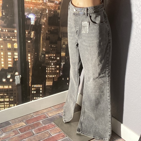 TOPSHOP - NWT - jeans: grey denim wash flared button / zip, belts hoops - 34/30 - Picture 11 of 16